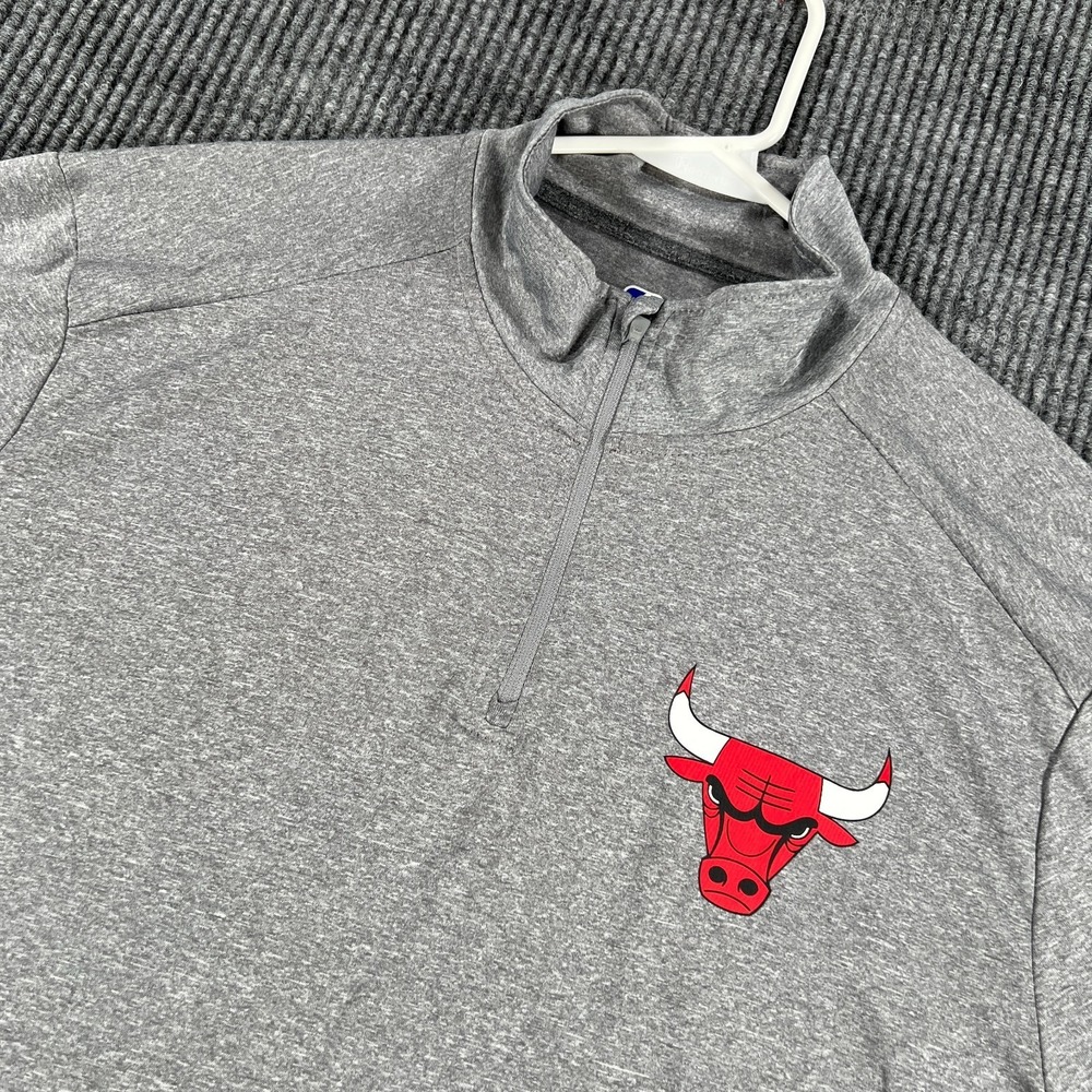 Chicago Bulls Pullover Shirt Mens XL Extra Large Gray Long Sleeve 1/4 Zip NBA
